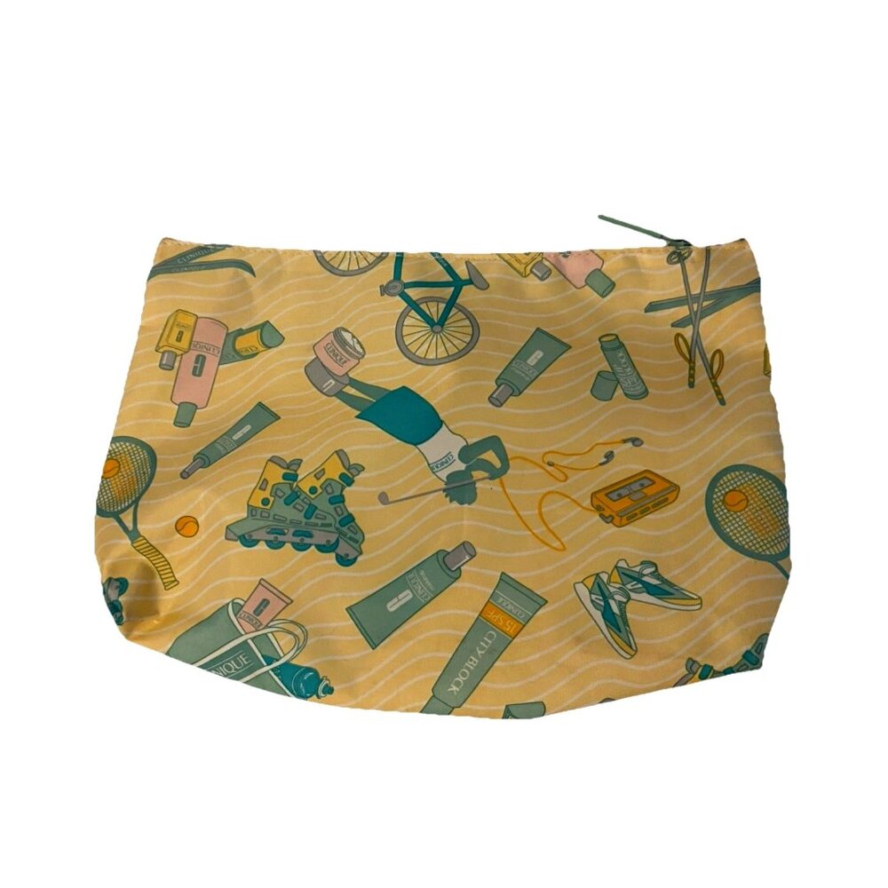 Clinique Vtg 1980's Cosmetics Makeup Zipper Closure Bag Sports Golf Biking Ski